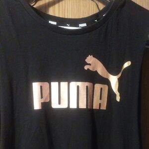 Women's Puma Black Muscle Tee/Tank Top with Gold Logo